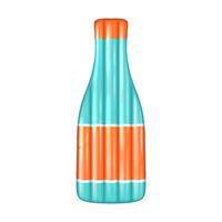 Vibrant inflatable pool float in shape of bottle with orange and turquoise stripes. Ideal for summer relaxation and beach fun. Perfect accessory for poolside lounging and water games. vector