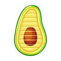Inflatable green and yellow avocadoshaped float designed for pool relaxation and summer fun adds a tropical vibe with bright colors on a white background. Perfect for leisure vector