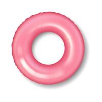 Bright pink inflatable pool ring in classic circular shape perfect for summer recreation isolated on plain white background minimalistic photo ideal for vacation themes vector