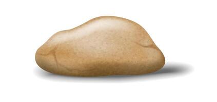 Illustration of a smooth, brown stone with a shadow on a white background. Suitable for natural materials or geology themes. Brown tones enhance realism. vector