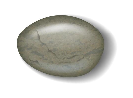 Illustration of a single smooth stone with realistic texture and natural color. Set against a white background, showcasing its simplicity and elegance.