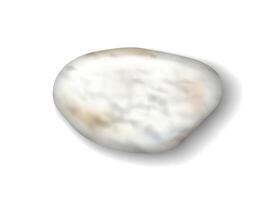 Illustration of a smooth white stone on a plain white background. The stone features subtle tones of beige and gray, symbolizing purity and calmness. vector