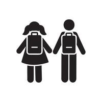Children walking to school together. vector