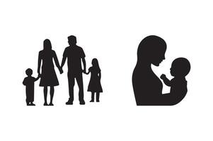Silhouette of a happy family and mother with a baby bonding. vector