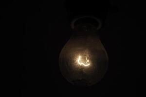 old light bulb hanging from ceiling photo
