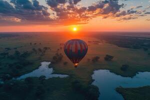 Drifting Over a Painted Sky The Serene Hot Air Balloon photo