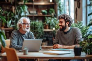 Inter generational collaboration bridging the gap in innovative coworking photo