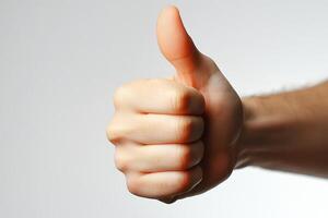 Positivity Radiates Thumbs Up on White Background photo
