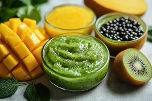 Mango, kiwi, and mango smoothie photo