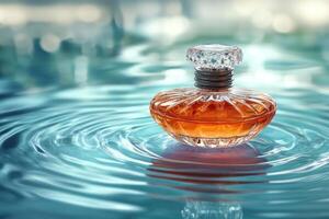 Tranquil Elegance A Luxury Perfume Bottle Reflecting Serenity photo