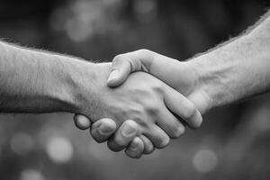 Moment of Connection A CloseUp Handshake Captured on Film photo