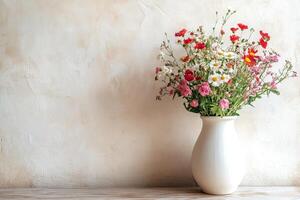 Elegant simplicity Freshly picked flowers in a white jar photo
