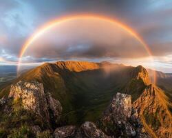 Rainbow over the mountains in scotland photo