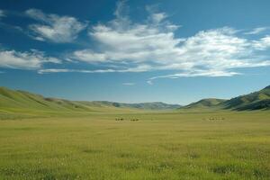 Tranquil Rural Idyll Cows Grazing Under Open Sky photo