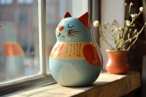 A cat sitting on a window sill photo