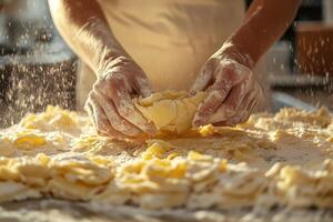 Creating Delicious Pastries in a Sunlit Kitchen photo