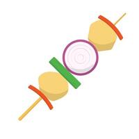 Chicken Skewer with Onion Flat Illustration. Clean Icon Design Element on Isolated White Background vector