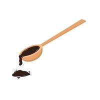 Spilled Soy Sauce on Tablespoon Flat Illustration. Clean Icon Design Element on Isolated White Background vector