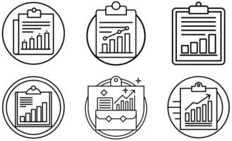 black and white icons depicting business reports design vector
