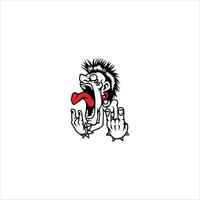 Illustration of punk kid screaming on white background. Can be used as graphic design vector