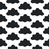 Seamless Pattern of Black Clouds on White Background. Concept of Nature Design, Minimalist Art, Decorative Background, Weather Theme, Graphic Element. Perfect for Textile, Wallpaper, Surface Design vector