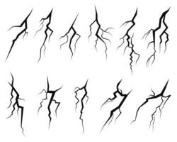Cracked Earth illustrations of fissures, illustrating rupture, breaks, and the power of geological forces on a white background. vector