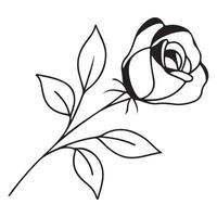 simple icon of a rose bud drawn with several lines in line art style, for logos and tattoos vector