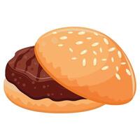 simple icon of a hamburger with a wheat bun and a beef patty with nothing on it, for World Burger Day vector