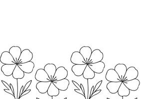 poster or card template with a simple icon of an open wildflower bud drawn with several lines in line art style, for various logos and designs vector