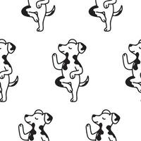 pattern with a simple icon of a dog doing yoga, namely balancing on one paw, for logos and various designs vector