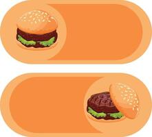 button on with burgers, namely with a burger with fried patties, pickled purple onions in a wheat bun with congee, for World Burger Day vector