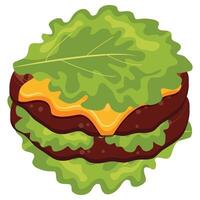 hamburger icon with double patty, melted cheese and green lettuce instead of bun, for World Burger Day vector