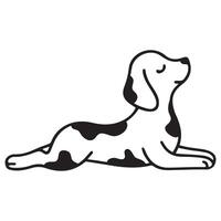 simple icon of a dog doing yoga, namely lying in the cobra pose, for logos and various designs vector