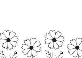 poster or card template with a simple icon of a mallow bud drawn with a few lines in line art style, for logos and tattoos vector
