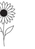 vertical poster or card template with a simple sunflower bud icon drawn with a few lines in line art style, for logos and tattoos vector