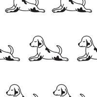 pattern with a simple icon of a dog doing yoga, namely lying in the sphinx pose, for logos and various designs vector