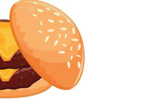 poster with burgers, namely half a burger with two fried patties, melted cheese, and a bun with congee, for World Burger Day vector