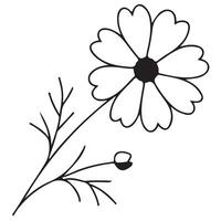 simple icon of an open wildflower bud drawn with several lines in line art style, for various logos and designs vector