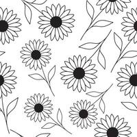seamless pattern with a simple icon of a sunflower bud drawn with several lines in line art style, for logos and tattoos vector