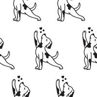 pattern with a simple icon of a dog doing yoga, namely standing in a warrior pose, for logos and various designs vector