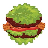 hamburger icon with double patty, melted cheese and tomatoes and green lettuce instead of bun, for World Burger Day vector