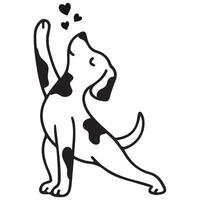 simple icon of a dog doing yoga, namely standing in a warrior pose, for logos and various designs vector