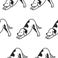 pattern with an icon of a dog doing yoga, namely in the downward dog pose, for logos and various designs vector