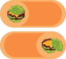 button on with burgers, namely with a burger with fried patties, melted cheddar cheese in lettuce leaves instead of buns, for World Burger Day vector