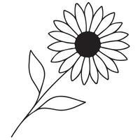 icon of a daisy bud drawn with several lines in line art style, for logos and tattoos vector