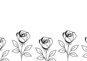 poster or card template with a simple rose bud icon drawn with a few lines in line art style, for logos and tattoos vector