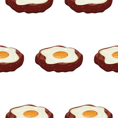pattern with icon of fried meat patty for hamburger toasted on grill and fried chicken egg, for international hamburger day