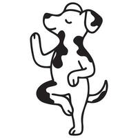 a simple icon of a dog doing yoga, namely balancing on one paw, for logos and various designs vector