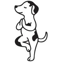 simple icon of a dog doing yoga, namely standing in tree pose, for logos and various designs vector