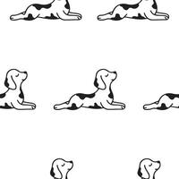 pattern with a simple icon of a dog doing yoga, namely lying in the cobra pose, for logos and various designs vector